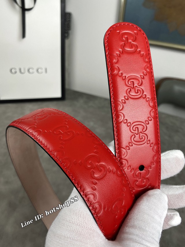 Gucci經典皮帶 古奇雙G板扣腰帶  jjp1333